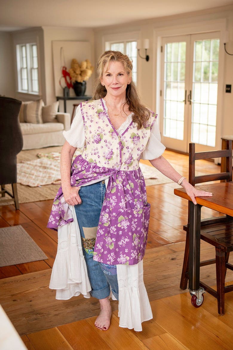 Vivid Violet Patchwork Wrap Apron, Alternate, color, Purple