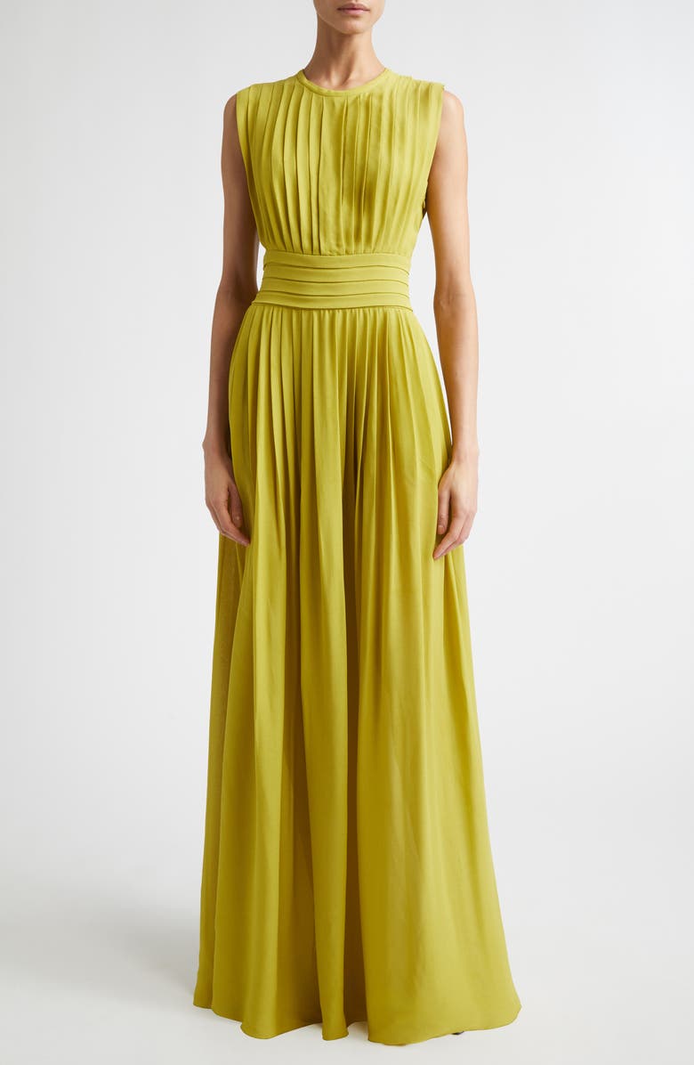 Giambattista Valli Pleated Sleeveless Dress, Main, color, Green