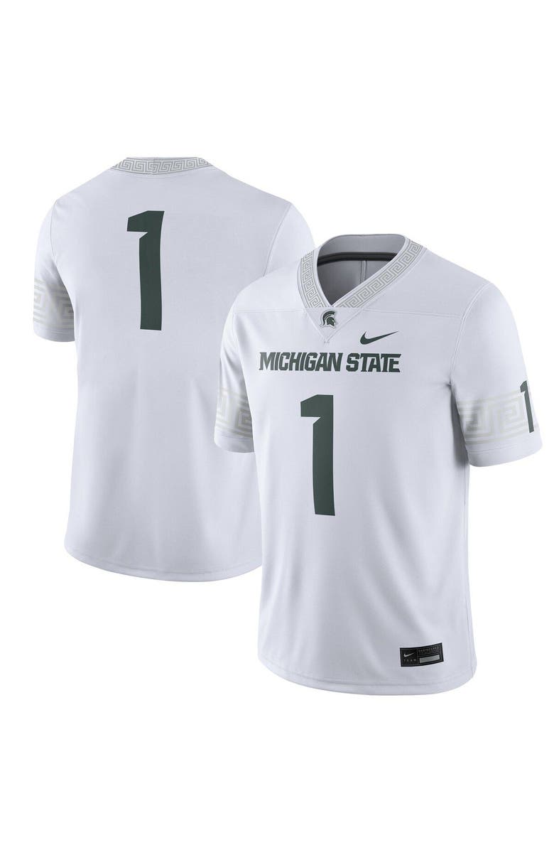 Nike Men's Nike #1 White Michigan State Spartans Football Game Jersey, Main, color, White