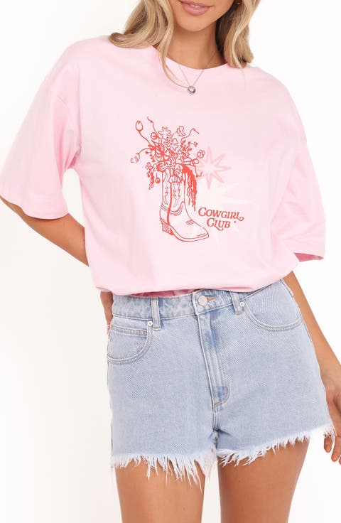 Alanna Cowgirl Club Cotton Oversize Graphic T-Shirt