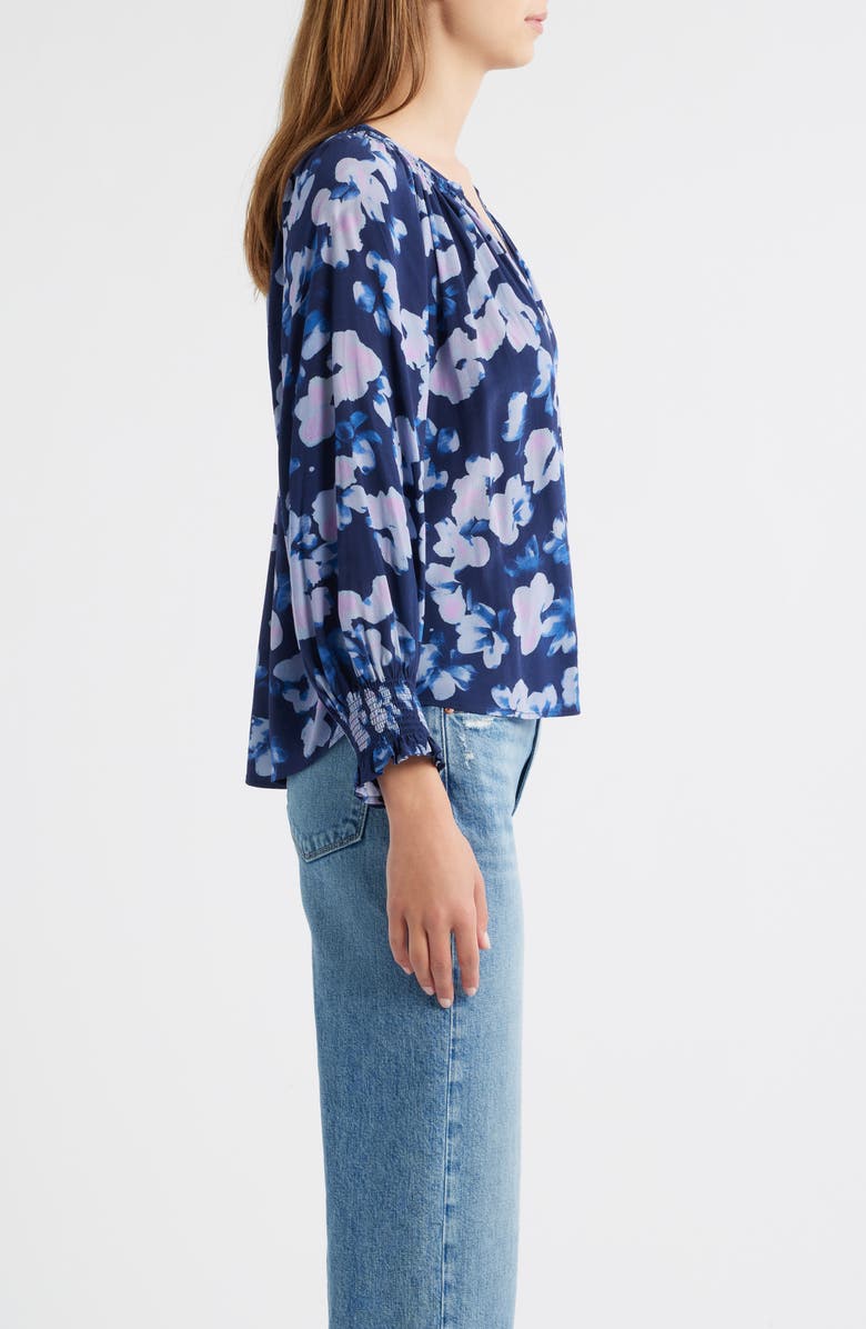 Rails Mariah Floral Smocked Button-Up Peasant Top, Alternate, color, Midnight Peony