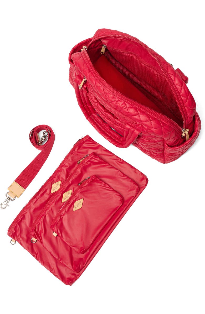 MZ Wallace Jimmy Deluxe Quilted Nylon Duffle Bag, Alternate, color, Apple