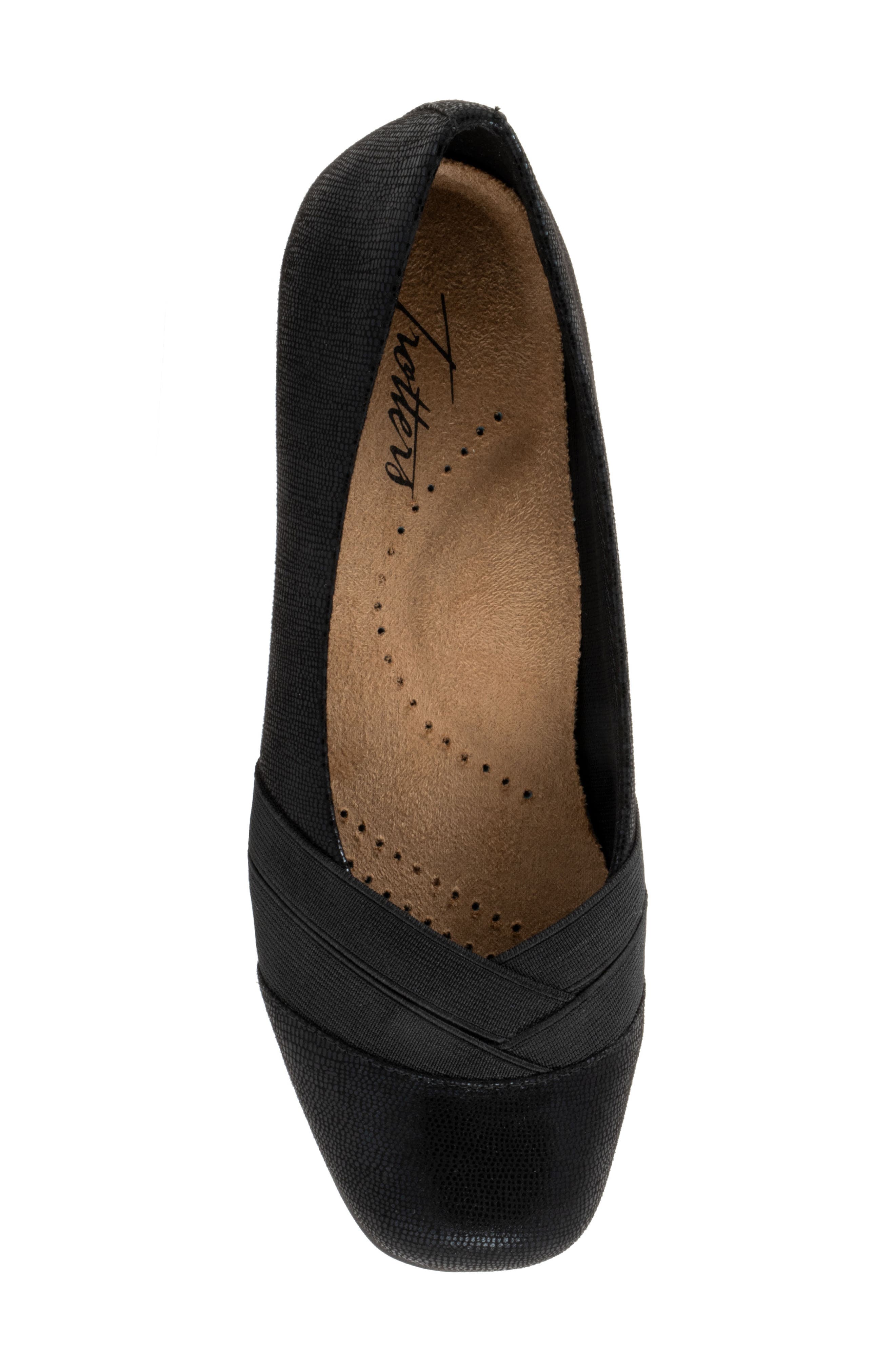 Trotters Stella Flat, Alternate, color, Black Lizard