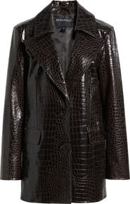 Bernardo Croc Embossed Faux Leather Jacket