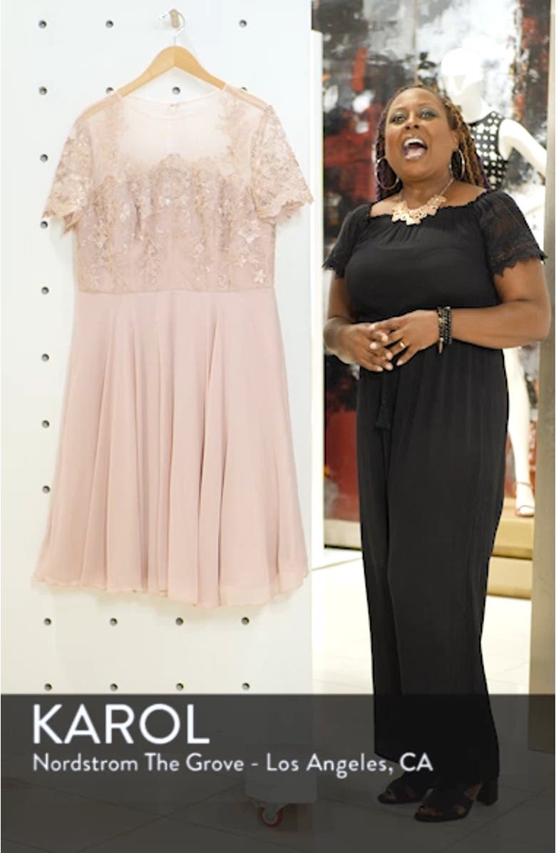 Embroidered Fit & Flare Cocktail Dress, sales video thumbnail