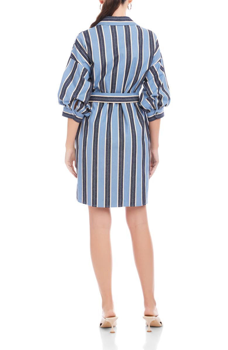 FIFTEEN TWENTY Blaire Stripe Lantern Sleeve Stretch Cotton Shirtdress, Alternate, color, Blue/ Cream