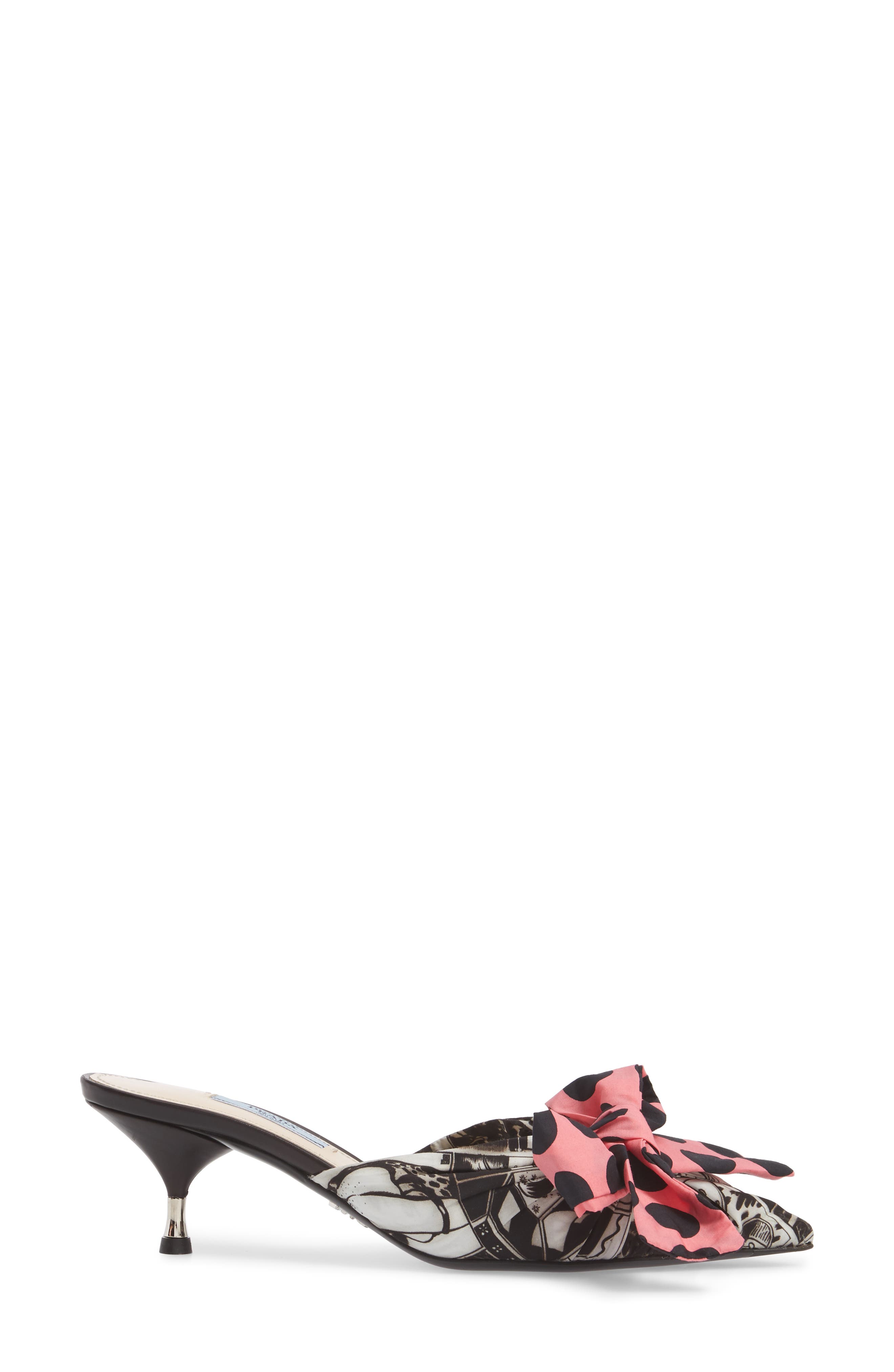 Prada Bow Pointy Toe Mule, Alternate, color, 