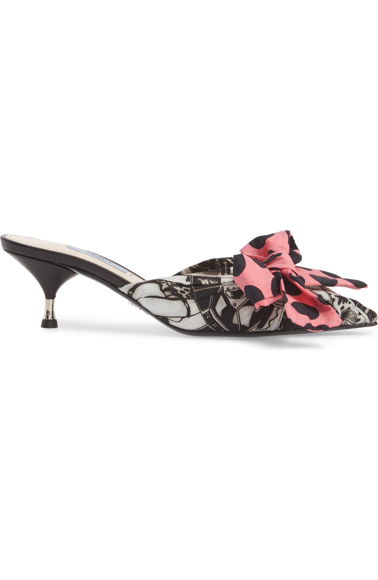 Prada Bow Pointy Toe Mule, Alternate, color,