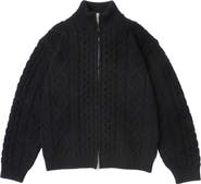 vowels Cable Knit Zip Up