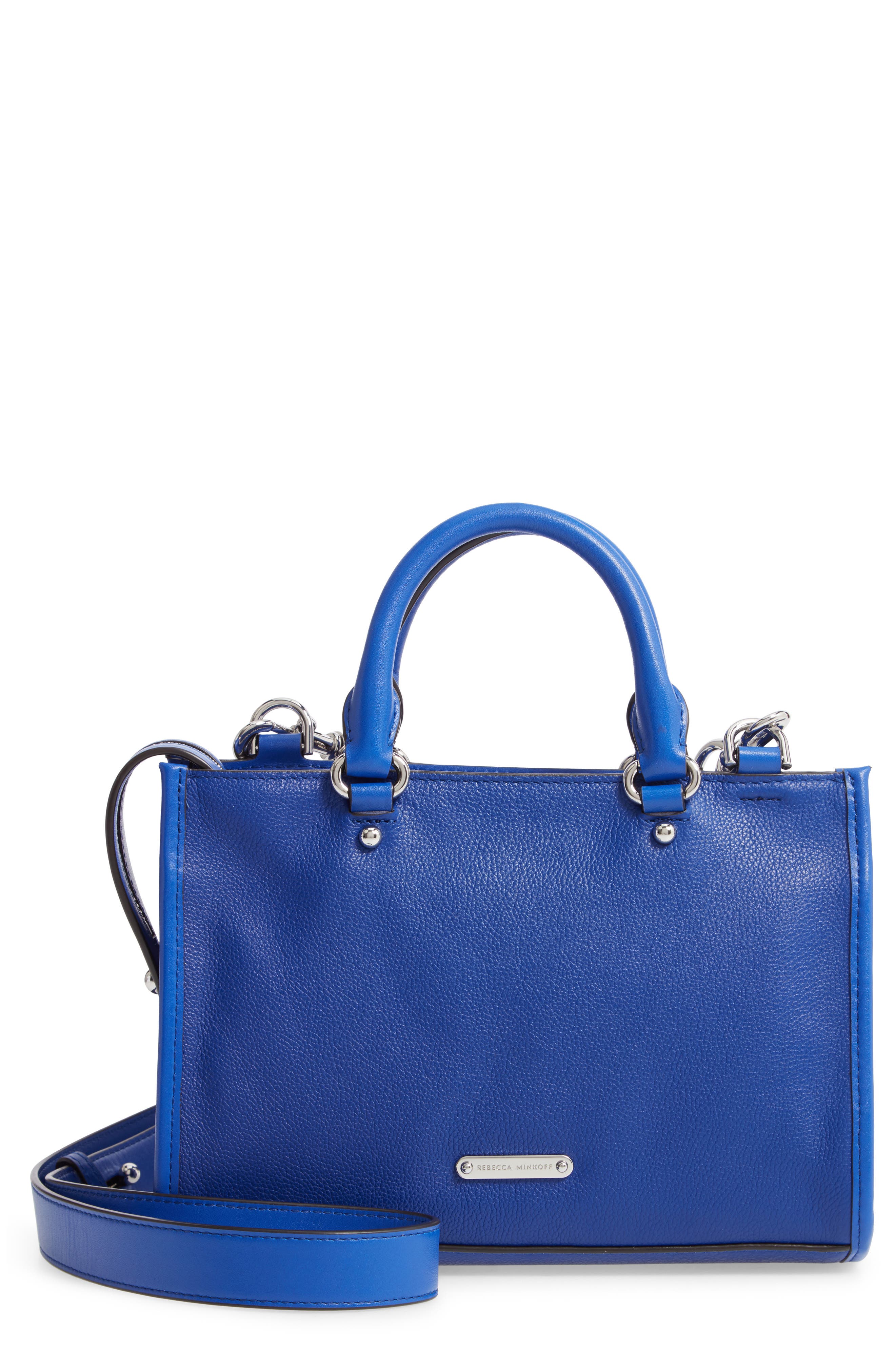 Micro Bedford Leather Satchel, Alternate, color, BRIGHT BLUE