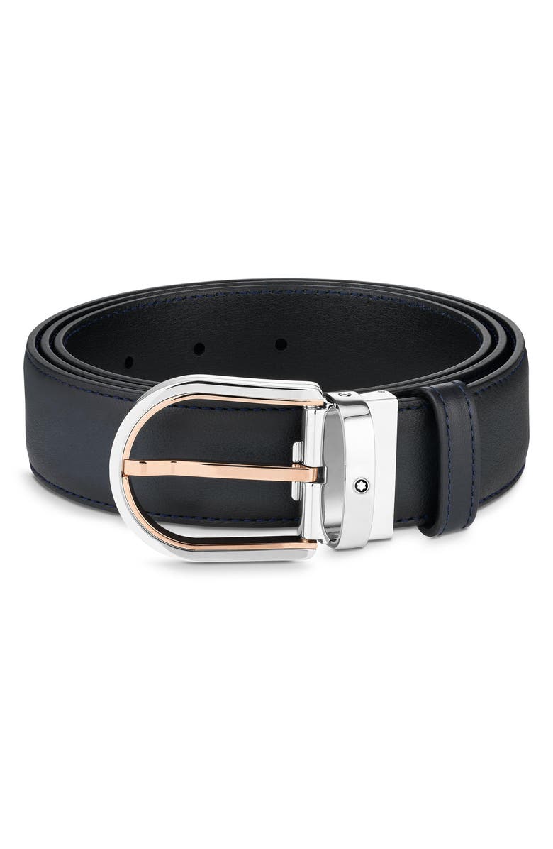 Montblanc Horseshoe Buckle Leather Belt, Main, color, 