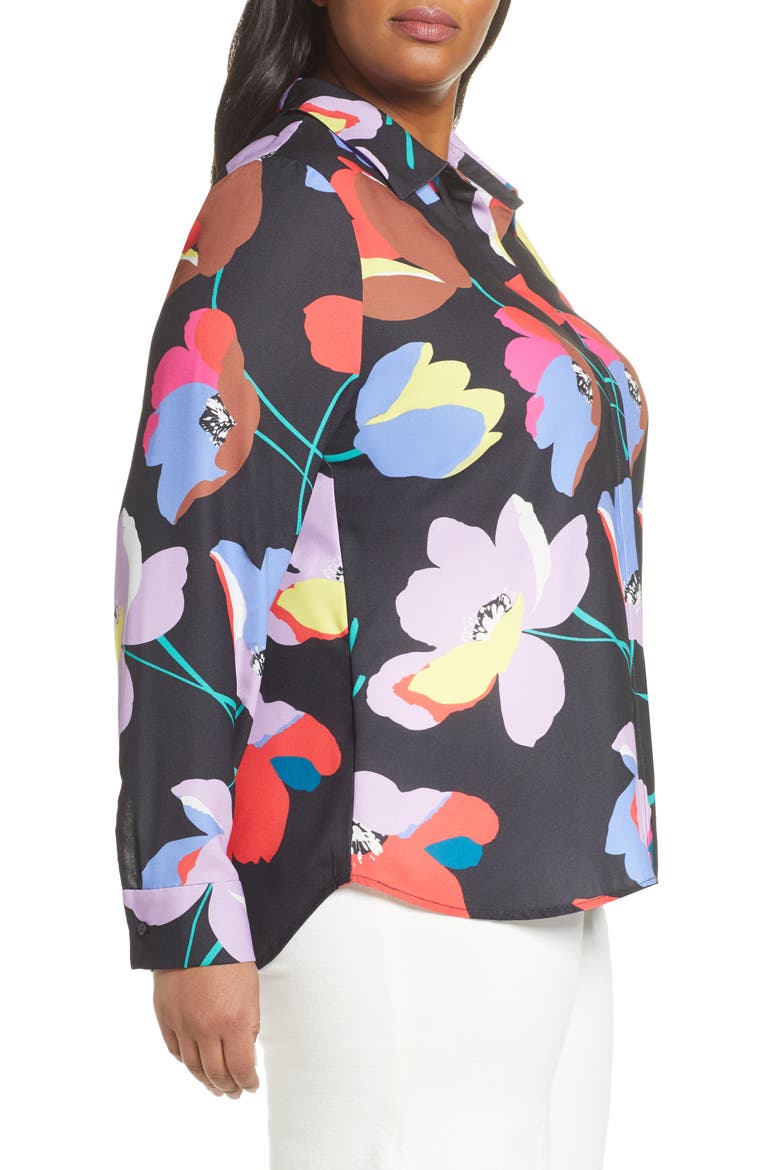 Button-Up Shirt, Alternate, color, BLACK MULTI FLORAL