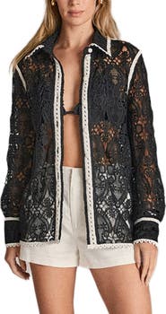 English Factory Crochet Button-Up Shirt