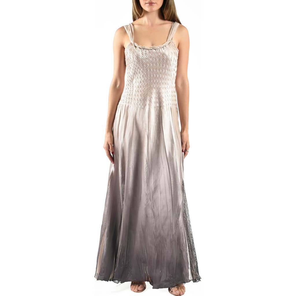 Shop Komarov Ombré Charmeuse & Chiffon Gown In Beach Cafe Ombre