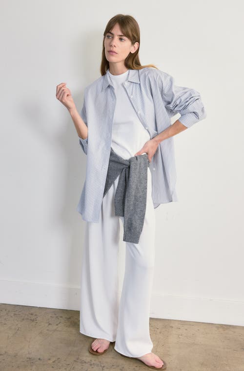 Almina Concept Oversized Cotton Shirt in Light Blue Stripe Ice White at Nordstrom, Size Small