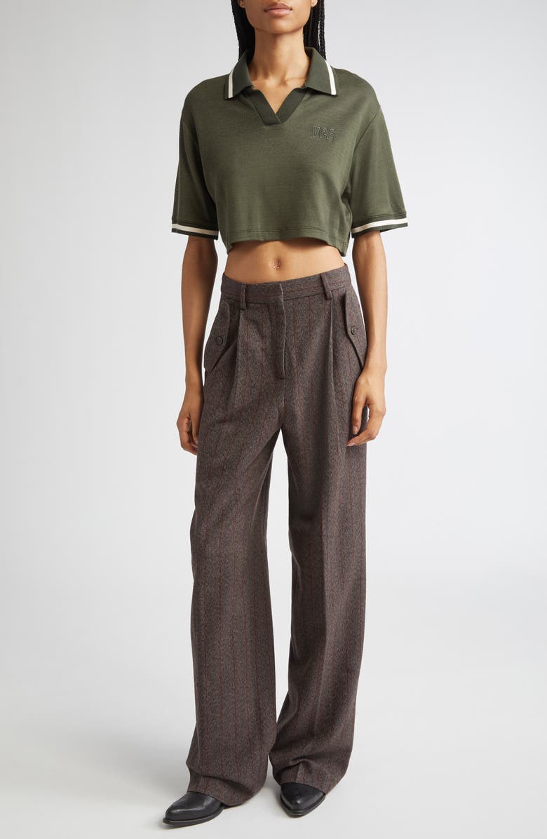 Golden Goose Journey Crop Jersey Polo, Alternate, color, Grape Leaf