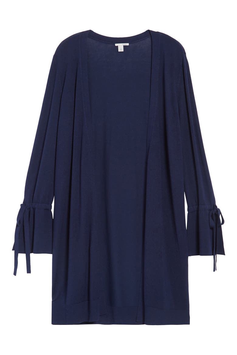 Lightweight Tie Sleeve Cardigan, Alternate, color, NAVY PEACOAT