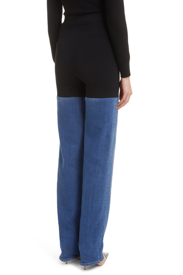 Contrast Panel Straight Leg Jeans, Alternate, color, BLEU JEANS