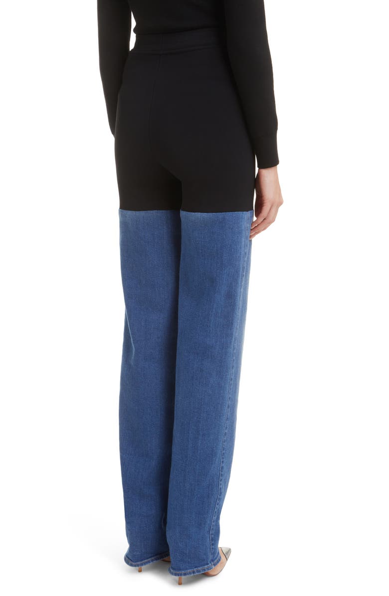 Alaïa Contrast Panel Straight Leg Jeans, Alternate, color,