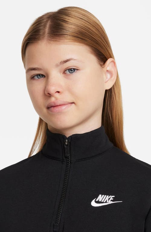 Nike Sportswear Club Fleece Big Kids' (girls') 1/2-zip Long-sleeve Top In Black