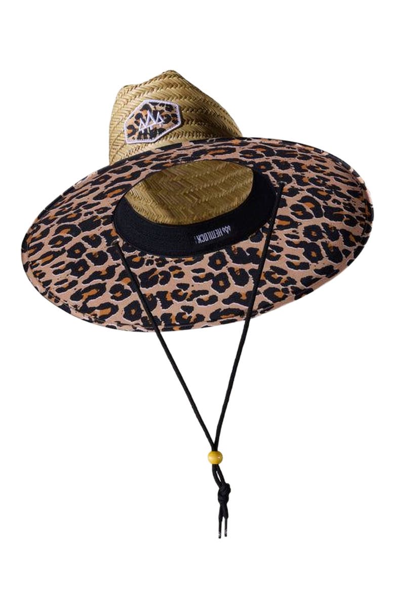 Hemlock Big Cat Straw Lifeguard Hat, Alternate, color, Cheetah Print