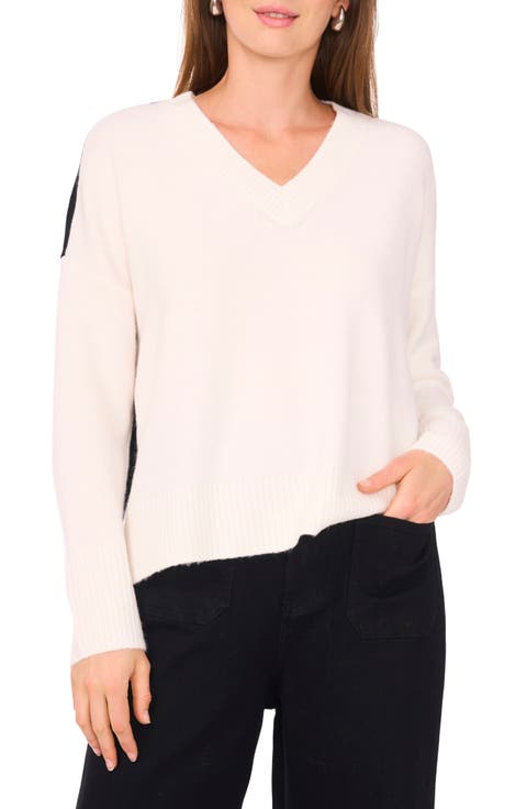 Contrast High-Low Sweater (Regular & Petite)