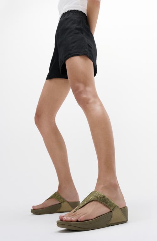 Fitflop Lulu Embellished Flip Flop In Metallic Camo-green