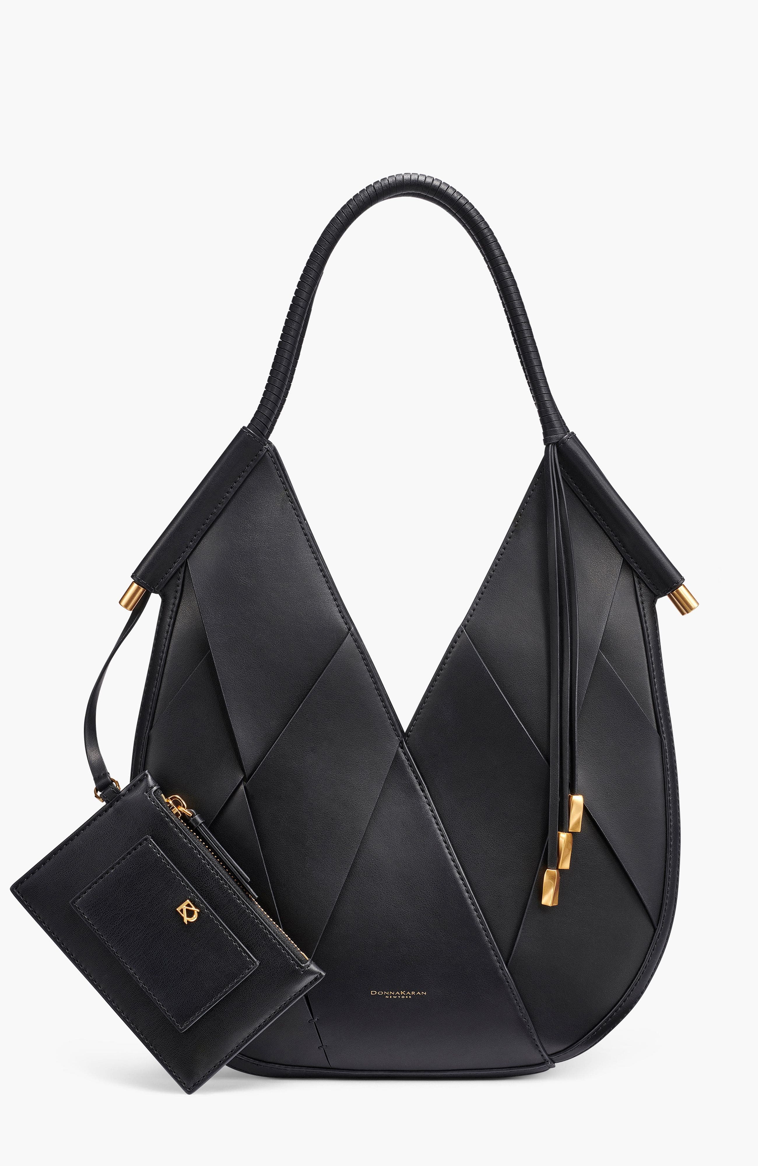 Donna Karan New York Baldwin Large Woven Mini Shoulder, Main, color, Blk/Gold