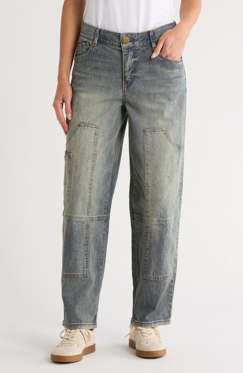 Democracy Crop Barrel Leg Jeans, Main, color, Mid Blue Artisanal