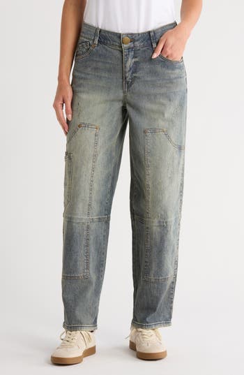 Democracy Crop Barrel Leg Jeans In Blue