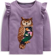 Mini Boden Kids' Ruffled Long Sleeve Superstitch T-Shirt