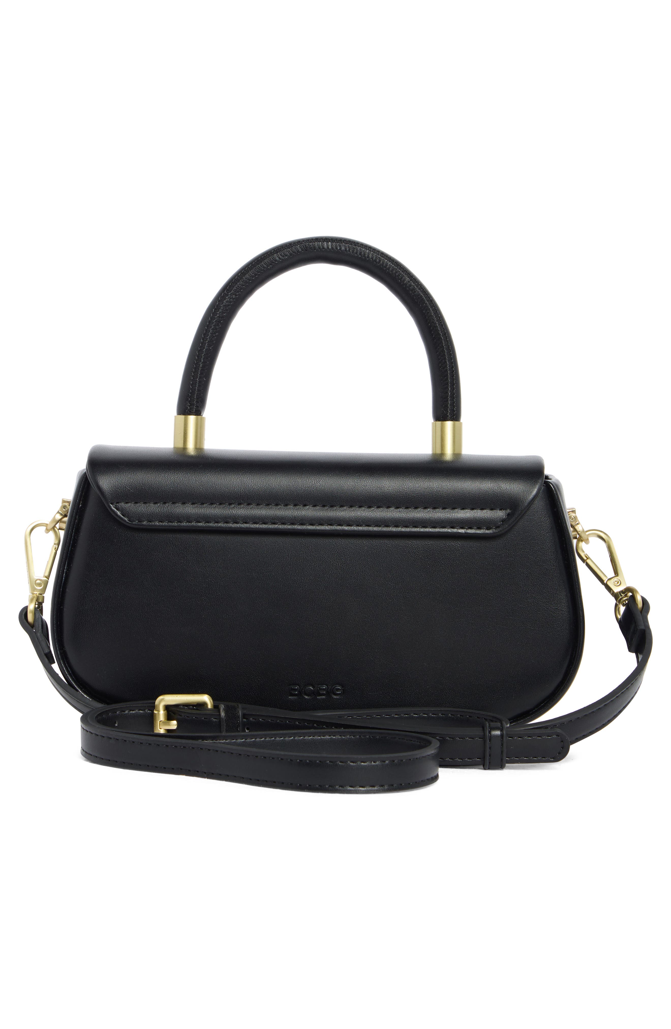 BCBG Asymmetric Flap Top Handle Bag, Alternate, color, Black
