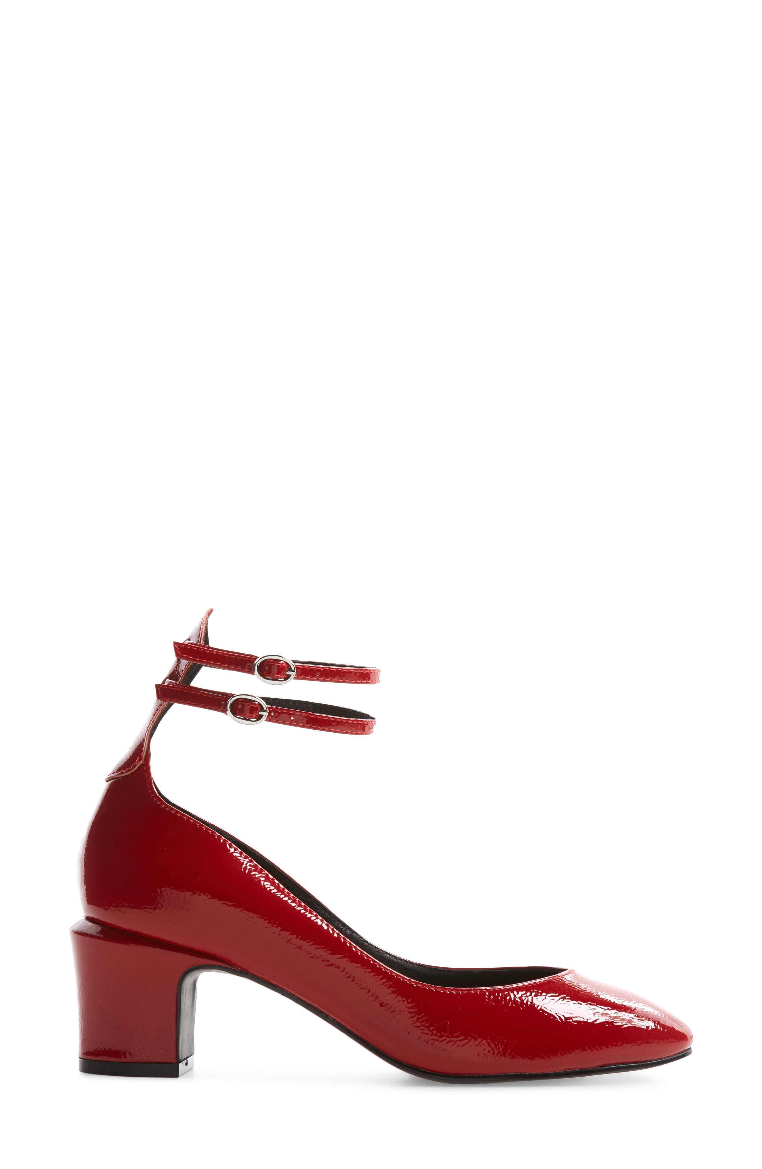 Lana Ankle Strap Pump, Alternate, color, RED PATENT LEATHER