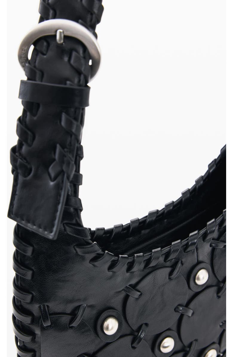 Desigual Studded Faux Leather Shoulder Bag, Alternate, color, Black