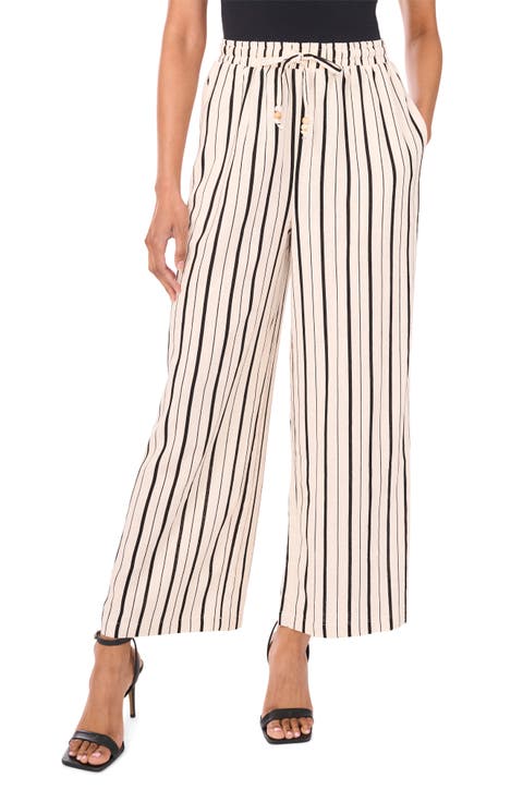 Stripe Drawstring Wide Leg Pants