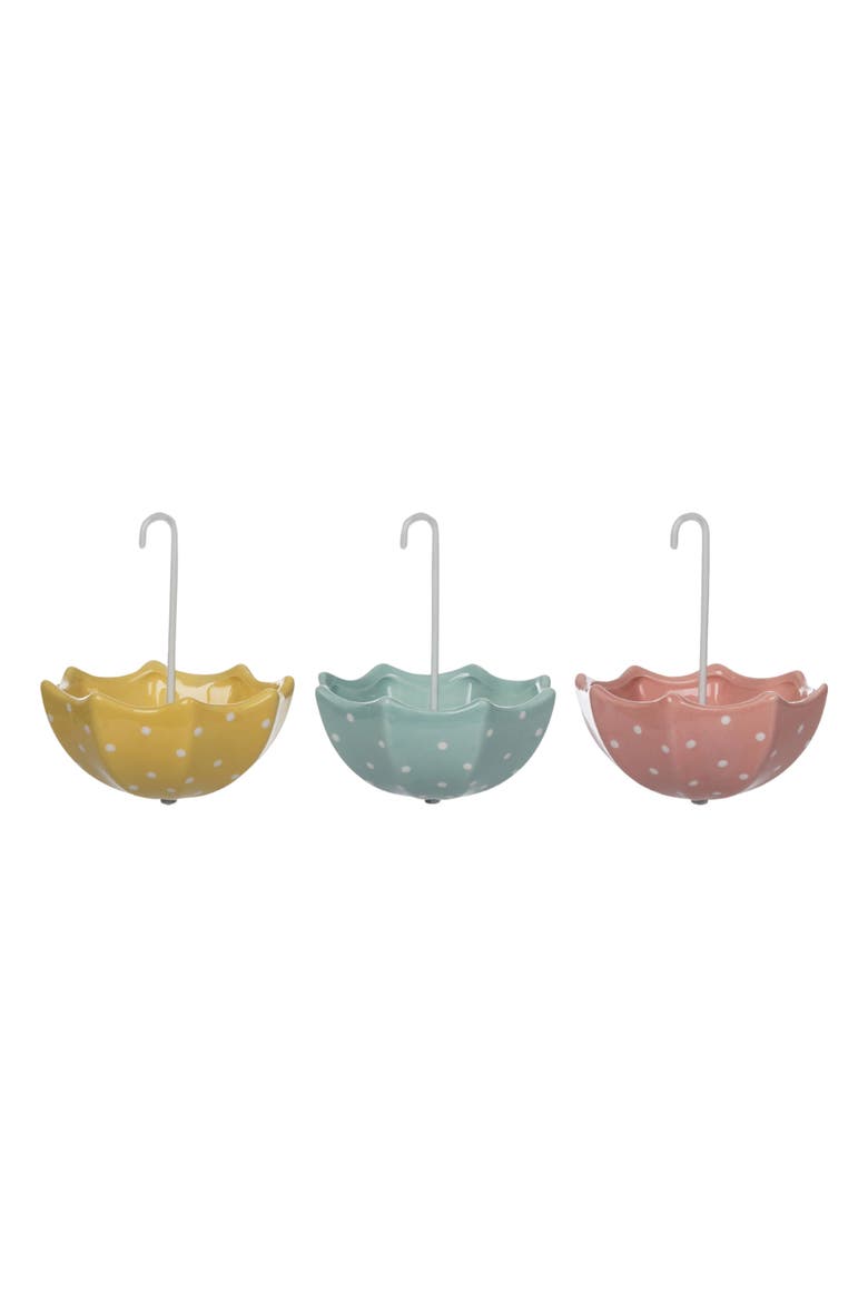 Set of 3 Ceramic Umbrella Planters for Home Decor Spring Garden Decoration, Main, color, Yellow