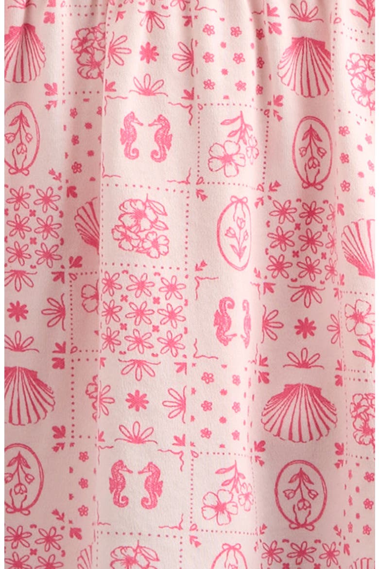 Pintuck Ruffle Cotton Dress, Hat & Bloomers Set, Alternate, color, PINK HEAVEN PAINTED TILES