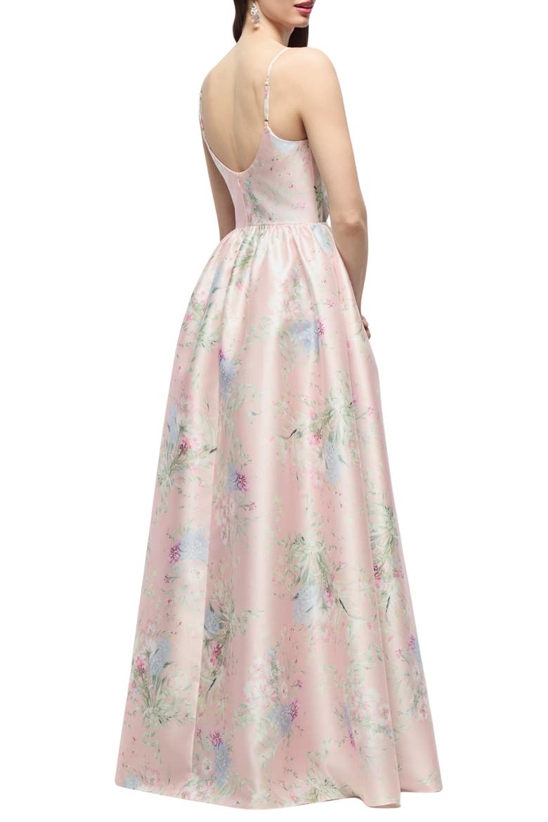 Jillian Floral Satin Twill Gown, Alternate, color, ESME FLORAL