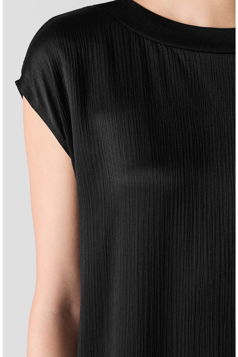 Bateau Neck Silk Shift Dress, Alternate, color, BLACK