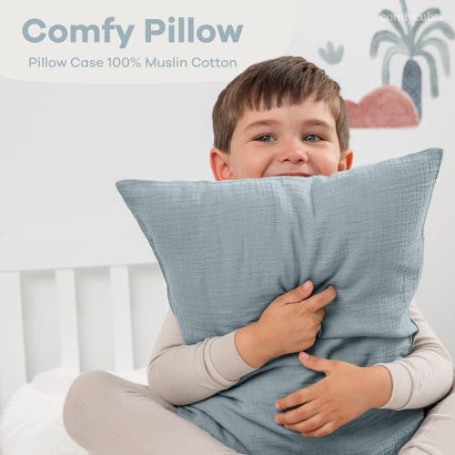 Comfy Cubs Toddler Pillow With Soft Muslin Pillowcase, Pack Of 2 In Pacific Blue