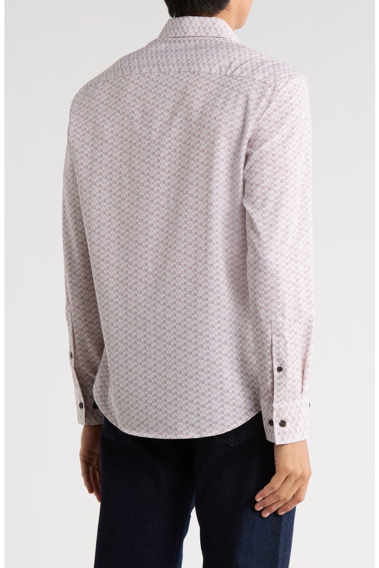 Slim Fit Abstract Geo Print Stretch Button-Up Shirt, Alternate, color, SAND