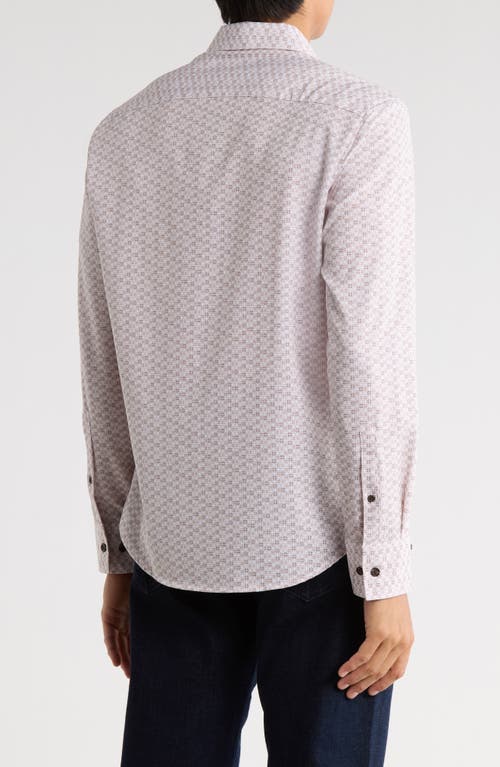Construct Slim Fit Abstract Geo Print Stretch Button-up Shirt In Pink
