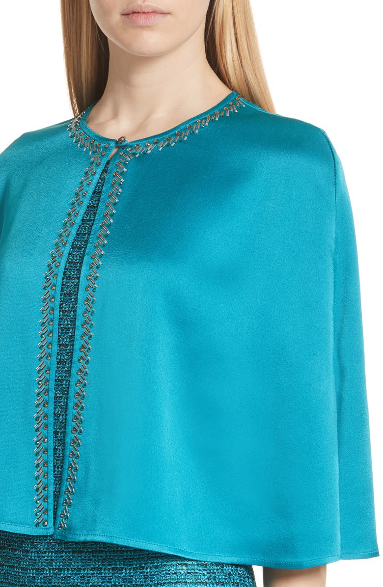ST. JOHN Evening Liquid Crepe Cape, Alternate, color, Cerulean