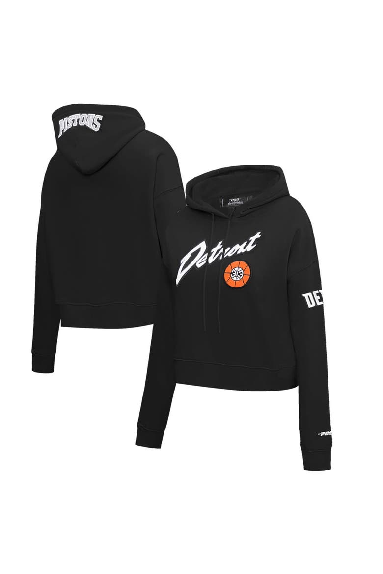 Women's Pro Standard Black Detroit Pistons 2023/24 City Edition Cropped Pullover Hoodie, Main, color, Black