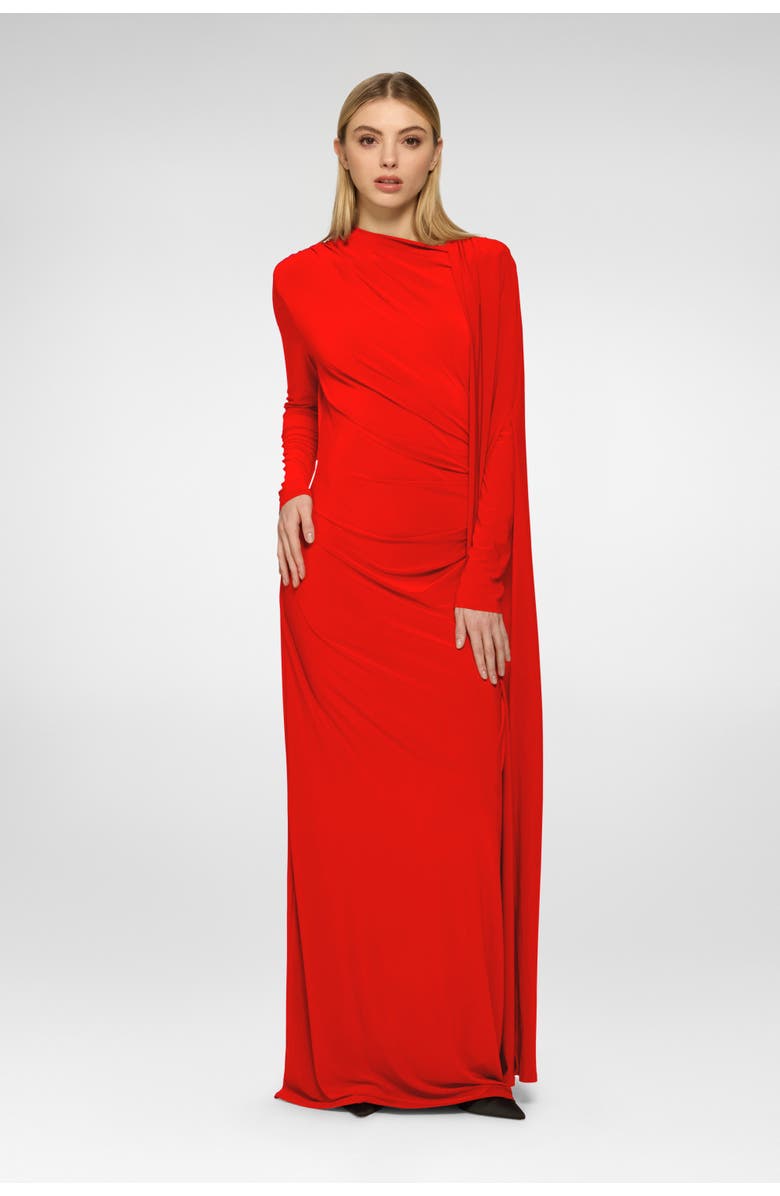 Daska Cape Dress, Alternate, color, Red