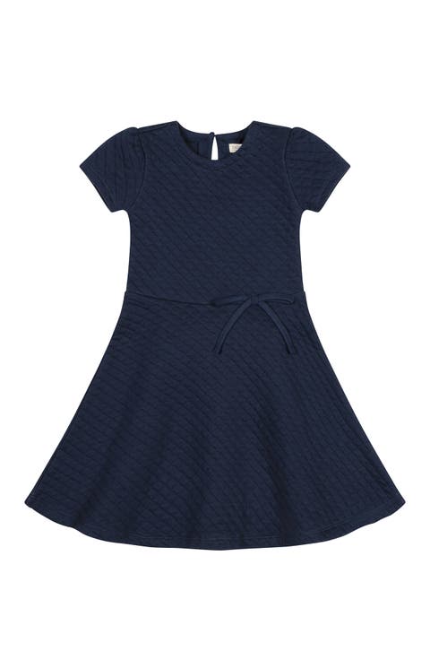 Kids' Quilted Knit Short Sleeve Skater Dress