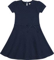 Hope & Henry Kids' Quilted Knit Short Sleeve Skater Dress