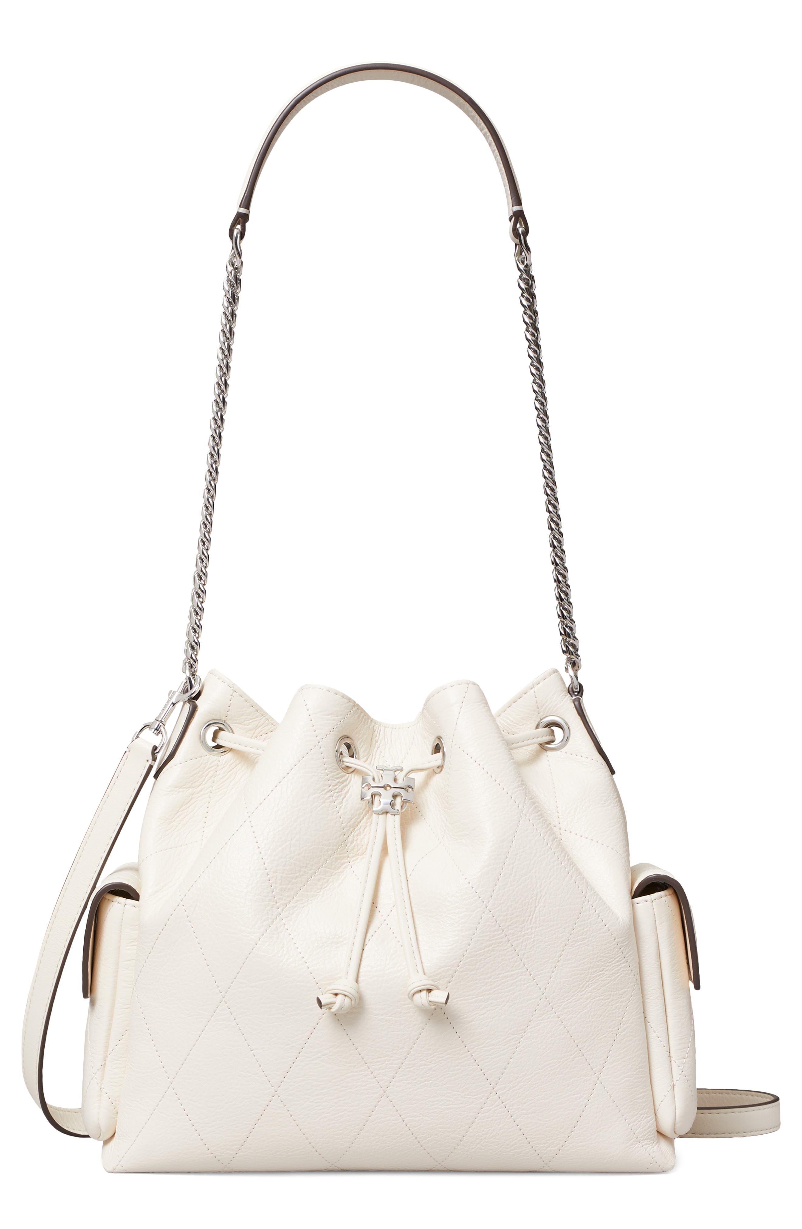 Tory Burch Charlie Quilted Leather Drawstring Shoulder Bag, Main, color, 