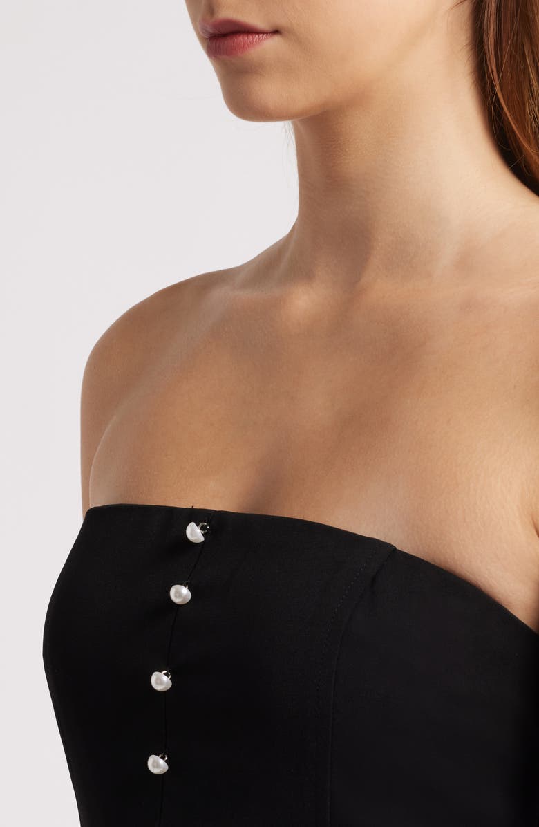 Rare London Button Detail Strapless Cocktail Minidress, Alternate, color, Black