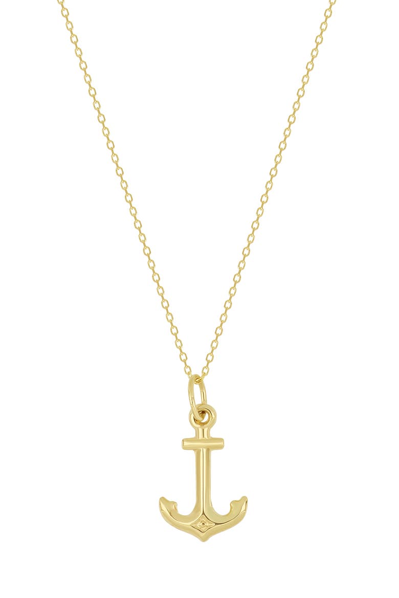 14K Gold Anchor Pendant Necklace, Main, color, 14KY